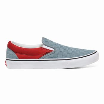 Vans Deboss Checkerboard Classic - Miesten Slip-on kengät - Punainen